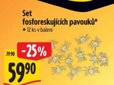 Set fosforeskujících pavouků, 12 ks*