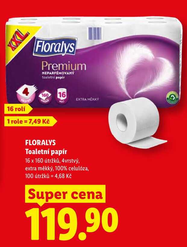 FLORALYS Toaletní papír, 16 rolí