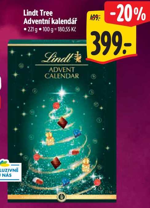 Lindt Tree Adventní kalendář, 221 g