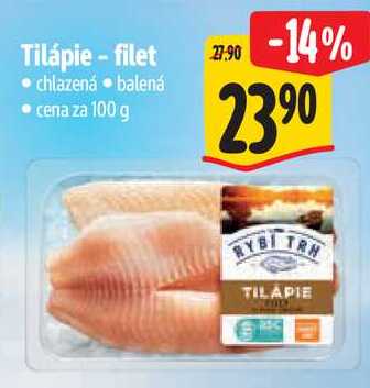 Tilápie - filet, cena za 100 g