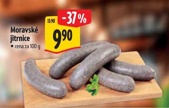 Moravské jitrnice, cena za 100 g