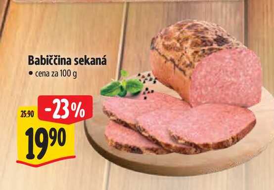 Babiččina sekaná, cena za 100 g