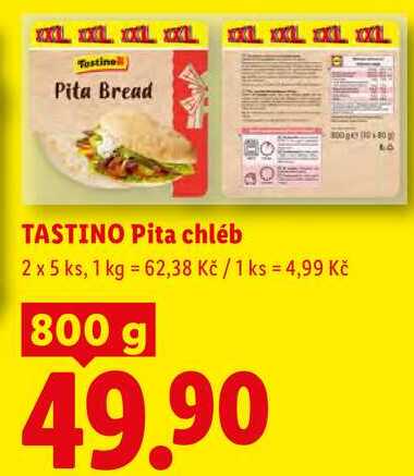 TASTINO Pita chléb, 2 x 5 ks, 800g