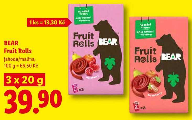 BEAR Fruit Rolls, 3 x 20 g