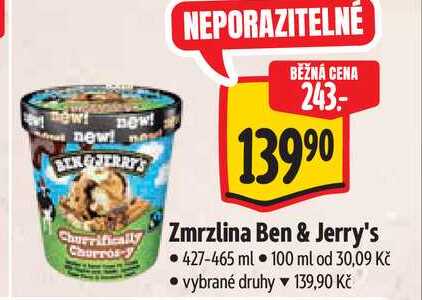 Zmrzlina Ben & Jerry's, 427-465 ml