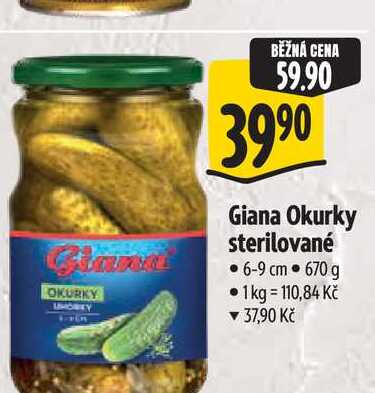 Giana Okurky sterilované 6-9 cm 670 g