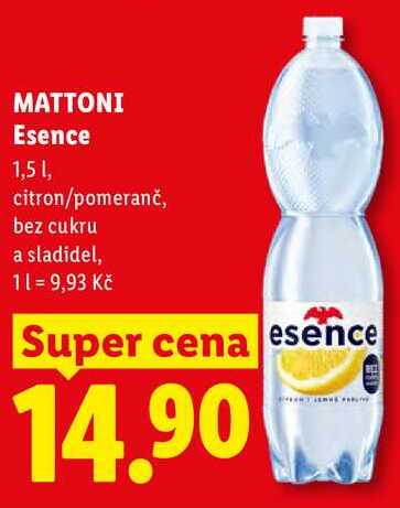 MATTONI Esence, 1,5 1, citron/pomeranč, bez cukru a sladidel