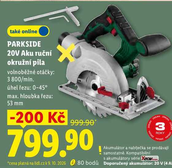 PARKSIDE 20V Aku ruční okružní pila 