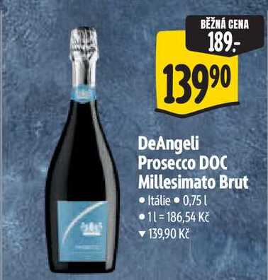 DeAngeli Prosecco DOC Millesimato Brut, 0,75 l