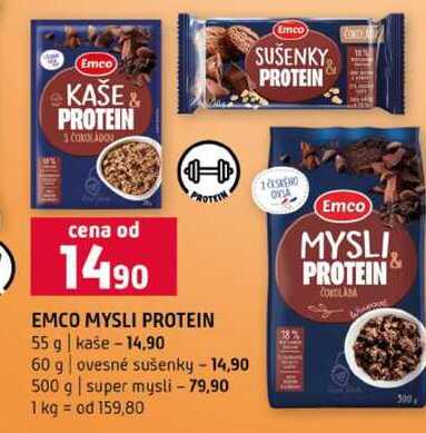 EMCO MYSLI PROTEIN 55 g kaše 60 g ovesné sušenky 500 g super mysli