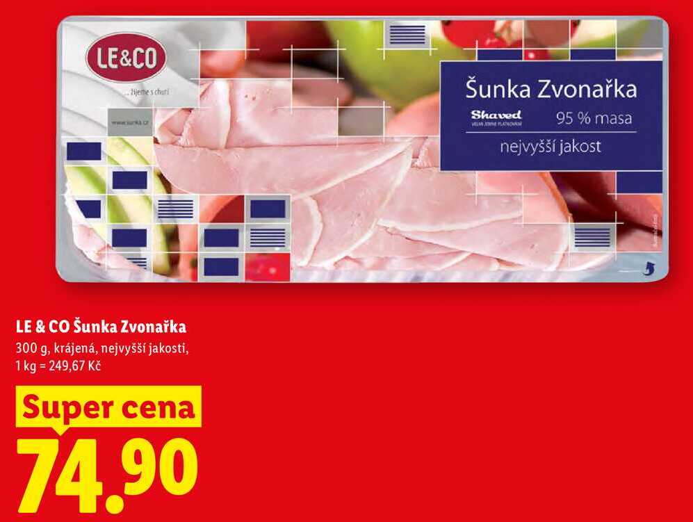 LE & CO Šunka Zvonařka, 300 g, krájená