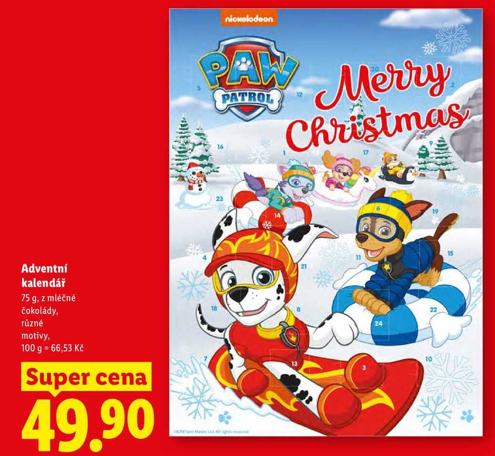 Adventní kalendář, 75 g