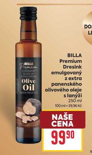 BILLA Premium Dresink emulgovaný z extra panenského olivového oleje s lanýži 250 ml