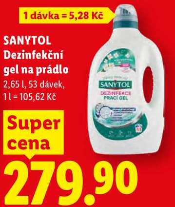 SANYTOL Dezinfekční gel na prádlo, 2,65 l/53 dávek