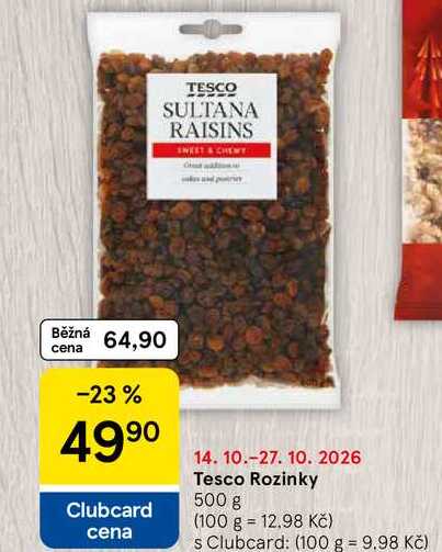 Tesco Rozinky, 500 g 