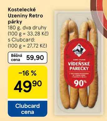 Kostelecké Uzeniny Retro párky, 180 g