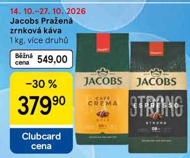 Jacobs Pražená zrnková káva, 1 kg