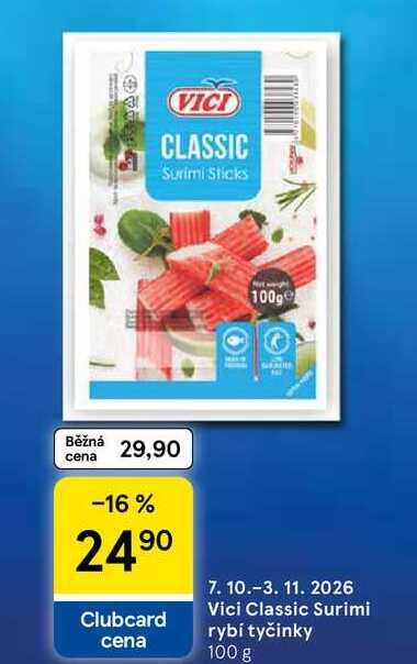 Vici Classic Surimi rybí tyčinky, 100 g 