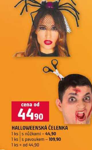 HALLOWEENSKÁ ČELENKA 1 ks s nůžkami 1 ks s pavoukem