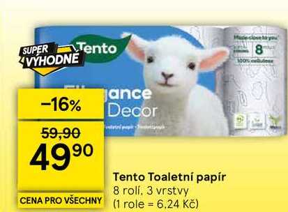 Tento Toaletní papír, 8 rolí. 3 vrstvy