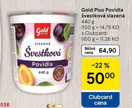 Gold slazená Švestková Povidla, 440 g