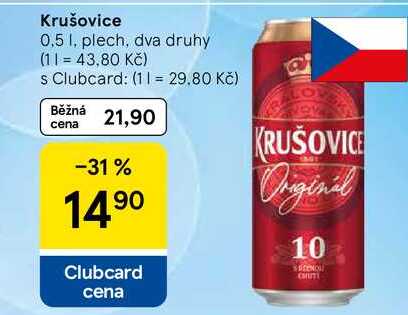 Krušovice, 0,5 l, plech, dva druhy  