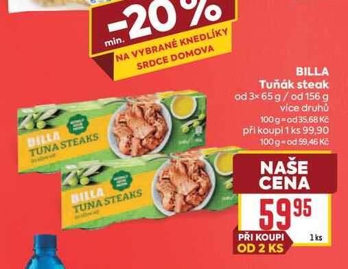 BILLA Tuňák steak od 3x 65 g/ od 156 g