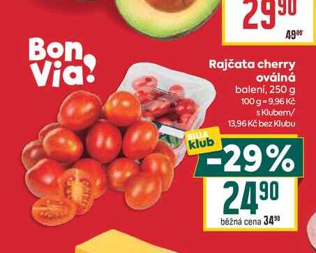 Rajčata cherry oválná balení, 250 g 