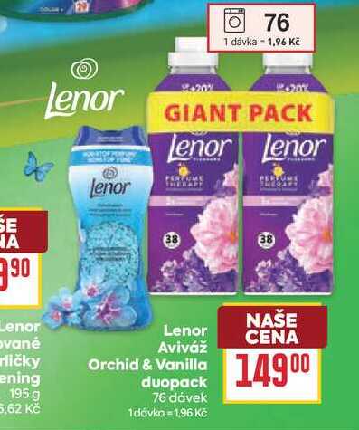 Lenor Aviváž Orchid a Vanilla duopack 76 dávek