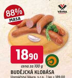BUDĚJCKÁ KLOBÁSA 100g