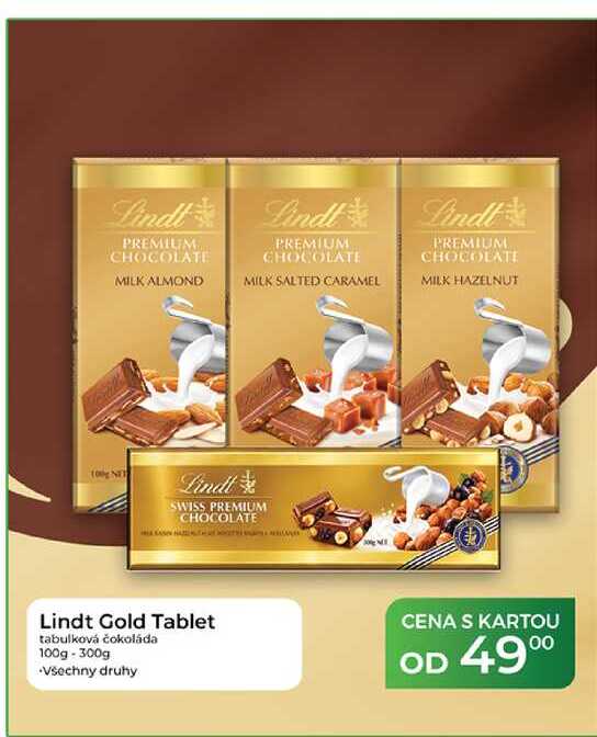 Lindt Gold Tablet tabulková čokoláda 100g-300g