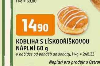 KOBLIHA S LÍSKOOŘÍŠKOVOU NÁPLNÍ 60 g