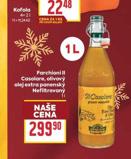 Farchioni II Casolare, olivový olej extra panenský Nefiltrovaný 1l