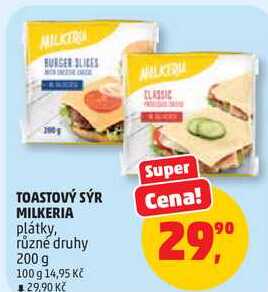 TOASTOVÝ SÝR MILKERIA různé druhy, 200 g