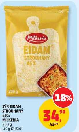 SÝR EIDAM STROUHANÝ 45% MILKERIA, 200 g  