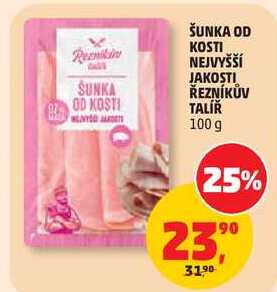 ŠUNKA OD KOSTI NEJVYŠŠÍ JAKOSTI ŘEZNÍKŮV TALÍŘ, 100 g 