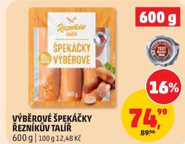 VÝBĚROVÉ ŠPEKÁČKY ŘEZNÍKŮV TALÍŘ, 600 g