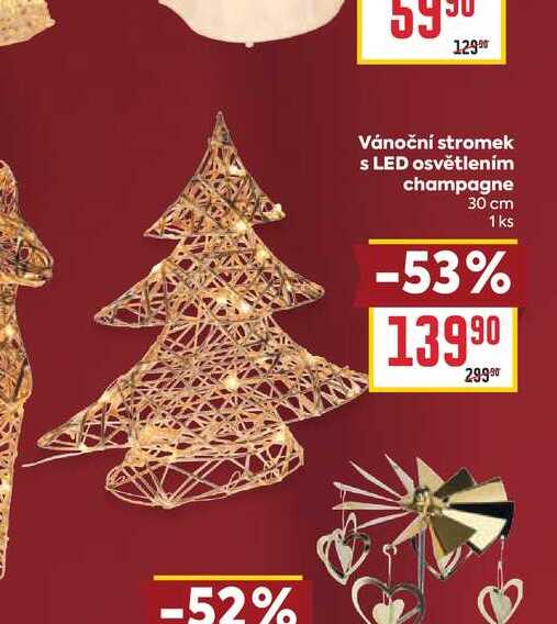 1Vánoční stromek s LED osvětlením champagne 30 cm 1 ks