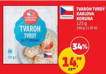 TVAROH TVRDÝ KARLOVA KORUNA, 125 g  