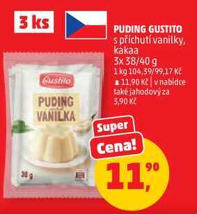 PUDING GUSTITO s příchutí vanilky, 3x 38/40 g