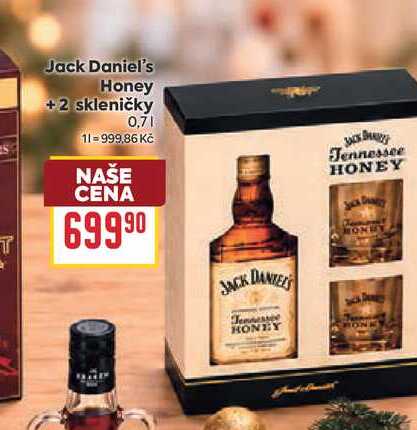 Jack Daniel's Honey +2 skleničky 0,7l