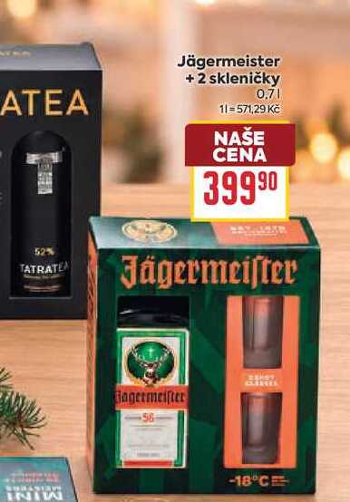 Jägermeister + 2 skleničky 0,7l
