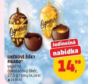 LIKÉROVÉ ŠIŠKY FIGARO vaječný, čokoládový likér, 27,5 g