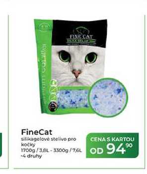 FineCat silikagelové stelivo pro kočky 1700g/3,8L-3300g/7,6L