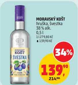 MORAVSKÝ KOŠT hruška, švestka 38% alk., 0,5 l