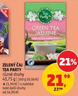 ZELENÝ ČAJ TEA PARTY různé druhy, 43,75 g 