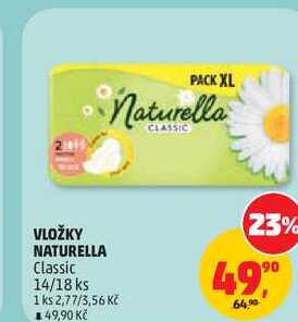 VLOŽKY NATURELLA Classic, 14/18 ks