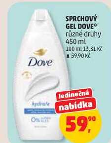 SPRCHOVÝ GEL DOVE různé druhy, 450 ml