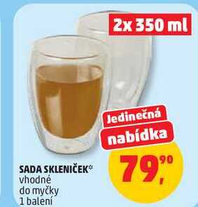 SADA SKLENIČEK vhodné do myčky, 1 balení