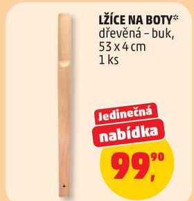 LŽÍCE NA BOTY dřevěná - buk, 53x4 cm, 1 ks